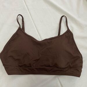 NWT brown ribbed bikini top with adjustable straps by Hilinker Size L A6